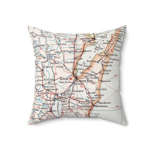 Green Bay Wisconsin vintage map pillow
