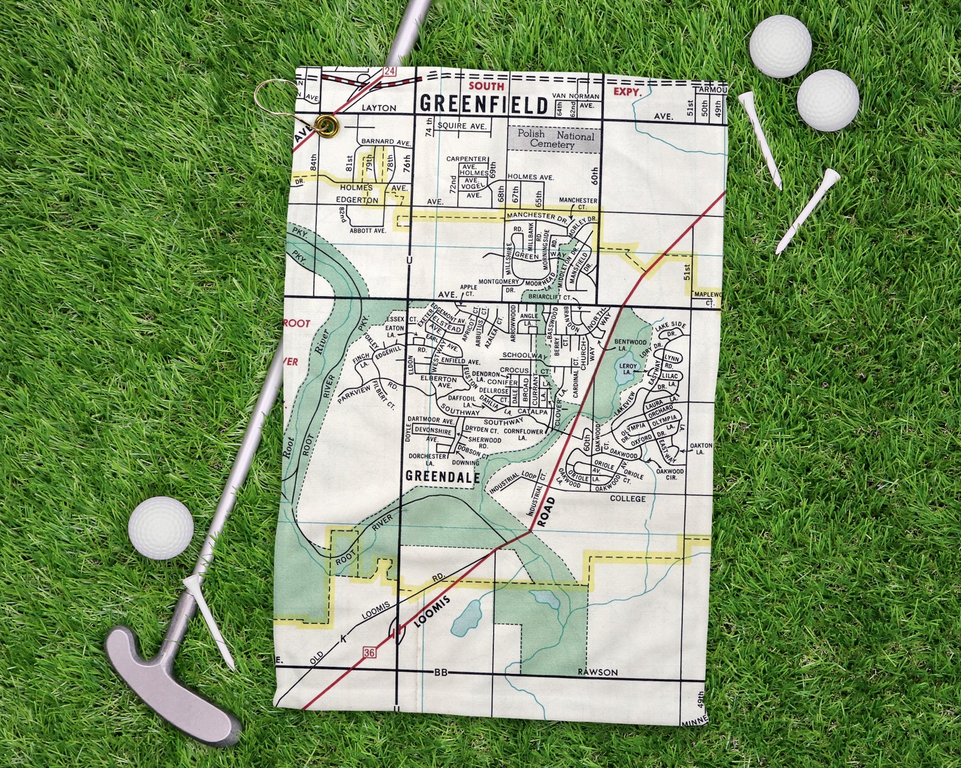 Greendale Wisconsin golf towel primary image