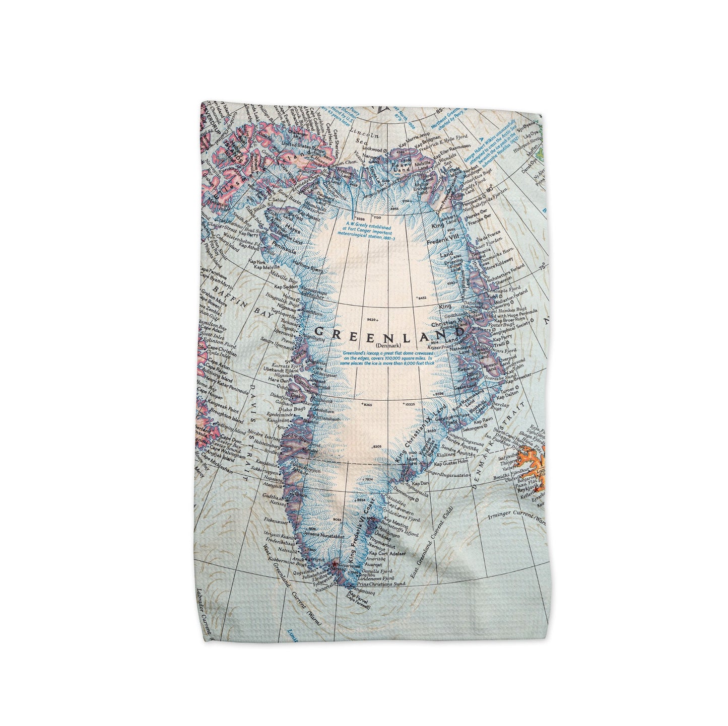 Greenland Map Tea Towel | Waffle-Weave Kitchen Towel Gift
