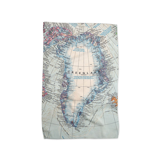 Greenland Map Tea Towel | Waffle-Weave Kitchen Towel Gift