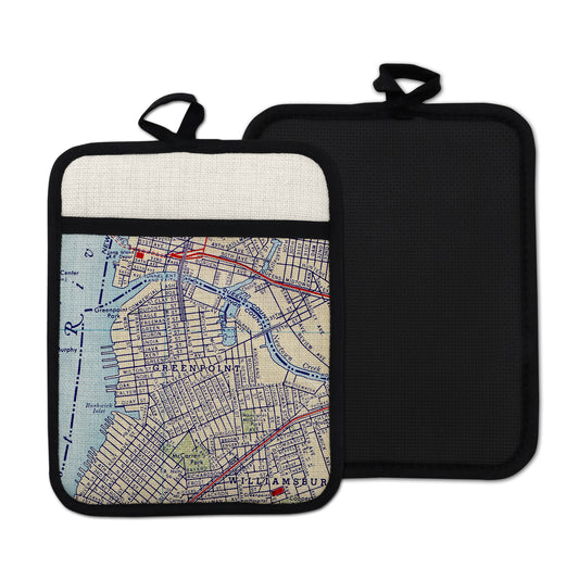Greenpoint Brooklyn vintage map hot pad kitchen decor