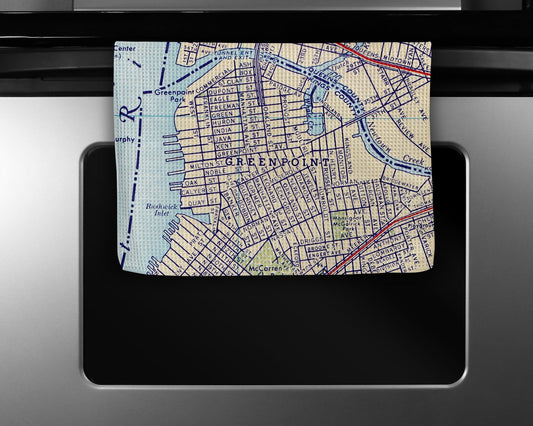 Greenpoint Brooklyn New York Map Tea Towel | Waffle-Weave Kitchen Towel Gift