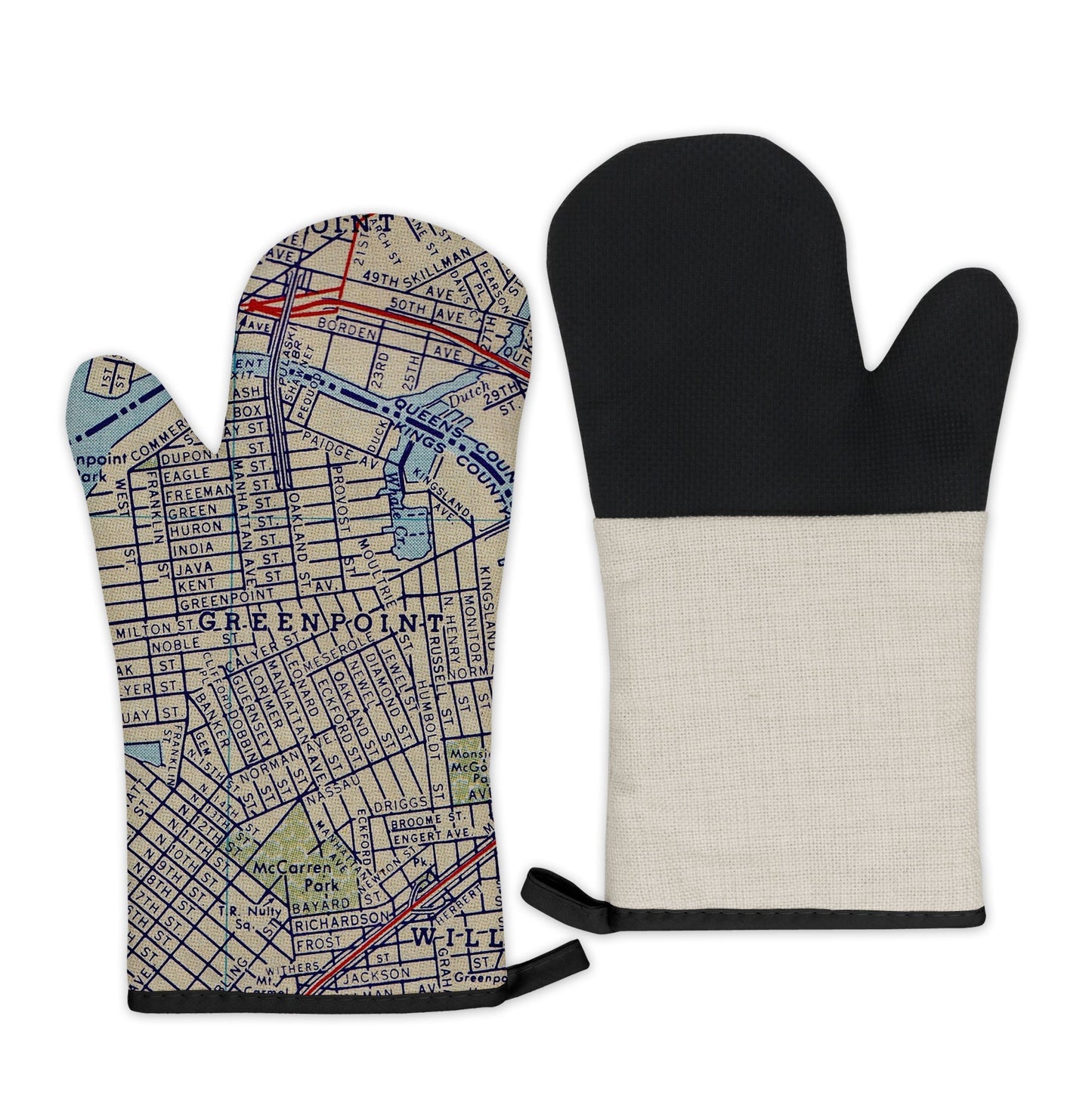 Greenpoint, Brooklyn Map Oven Mitt | Vintage-Inspired Kitchen Gift