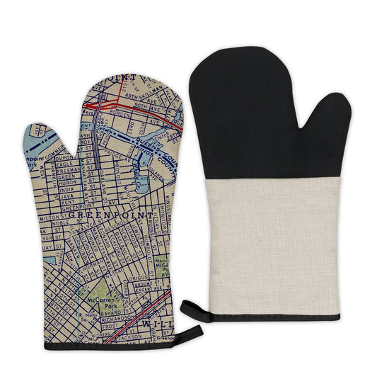 Greenpoint, Brooklyn Map Oven Mitt | Vintage-Inspired Kitchen Gift