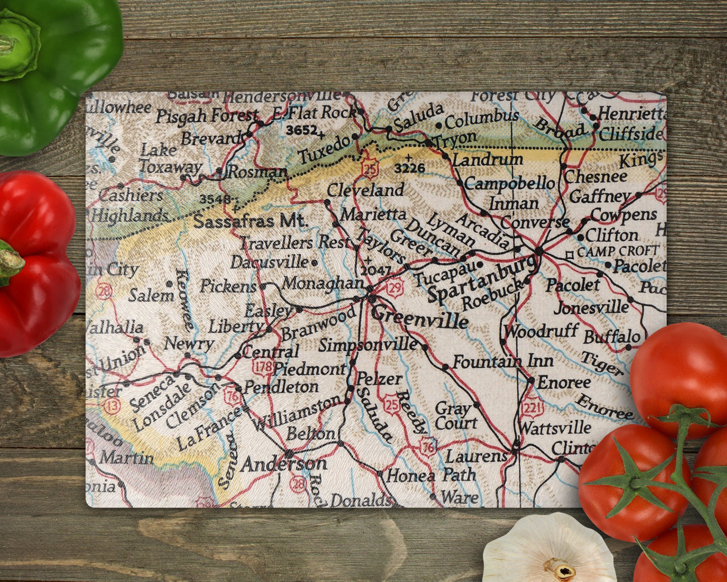 Greenville South Carolina Map Cutting Board | Travel Gift | Kitchen Decor