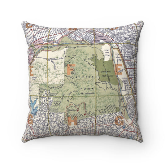 Griffith Park Los Angeles vintage map pillow