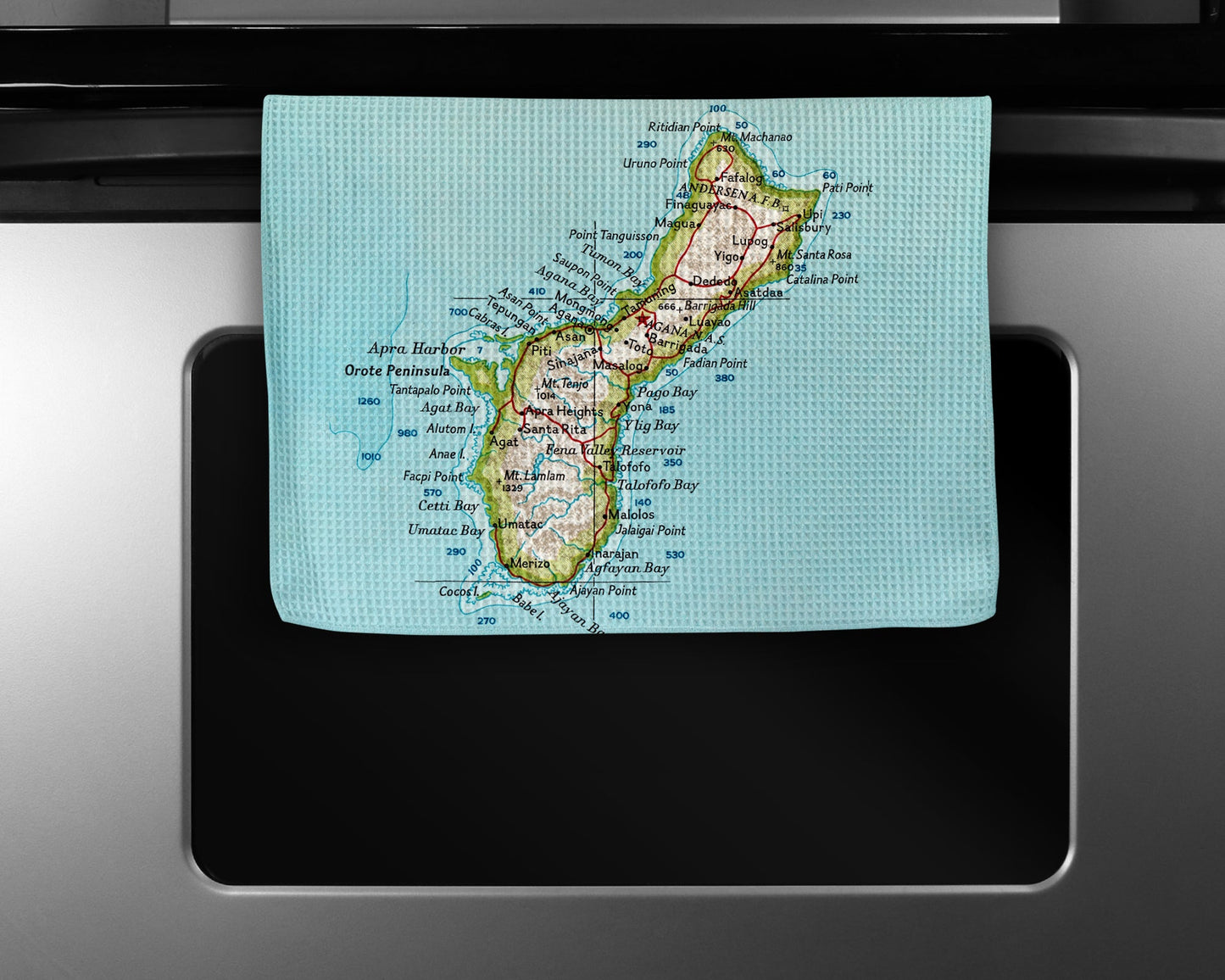 Guam Map Tea Towel | Waffle-Weave Kitchen Towel Gift