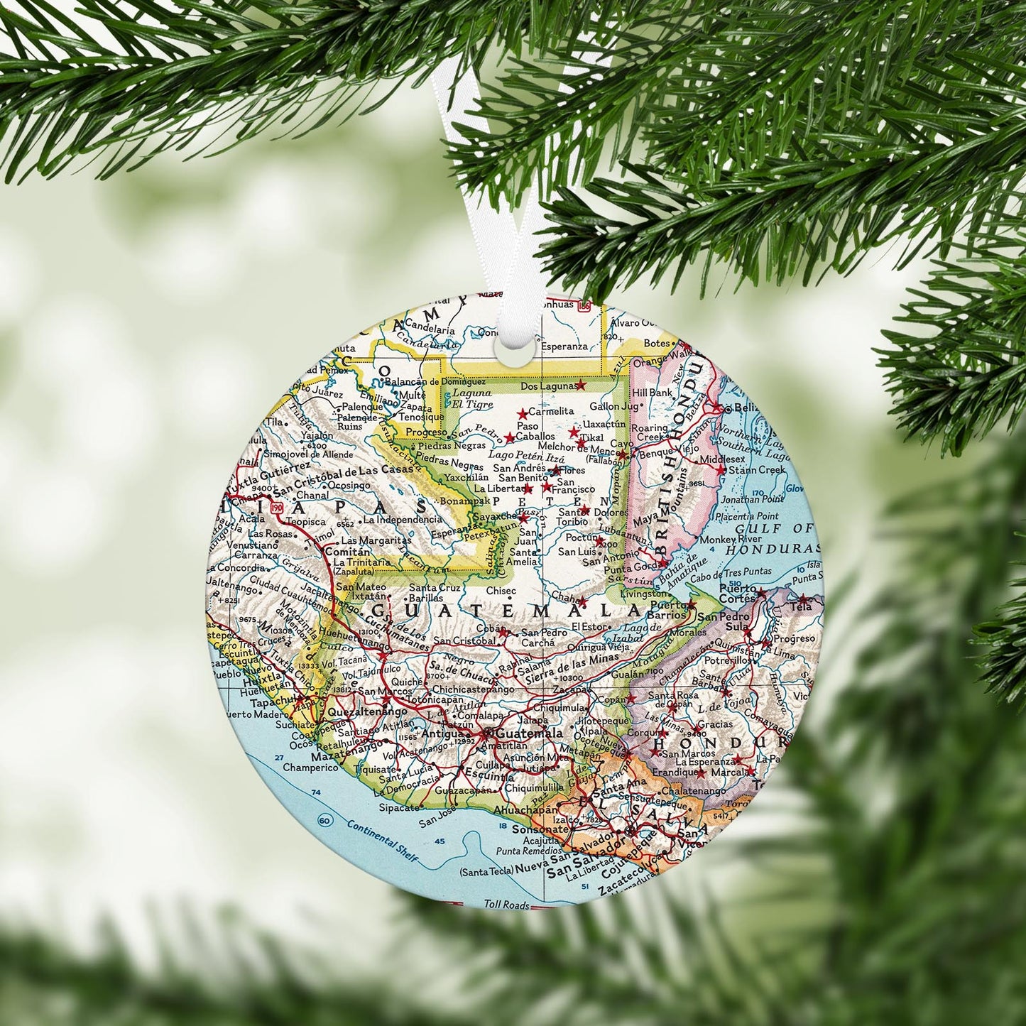 Guatemala Vintage Map Ornament
