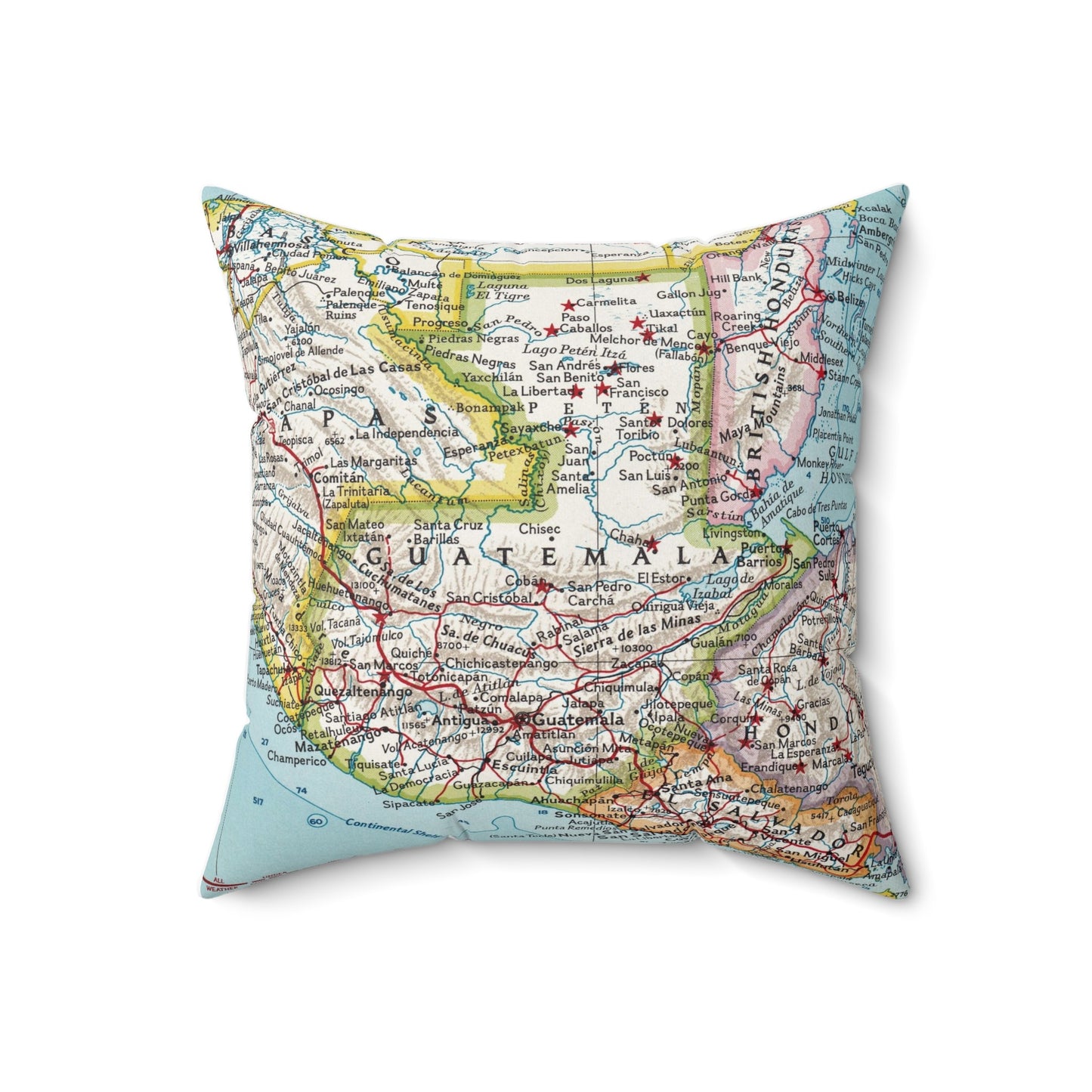 Guatemala vintage map pillow