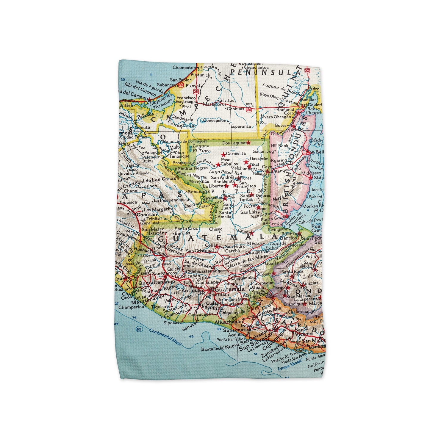 Guatemala Map Tea Towel | Waffle-Weave Kitchen Towel Gift