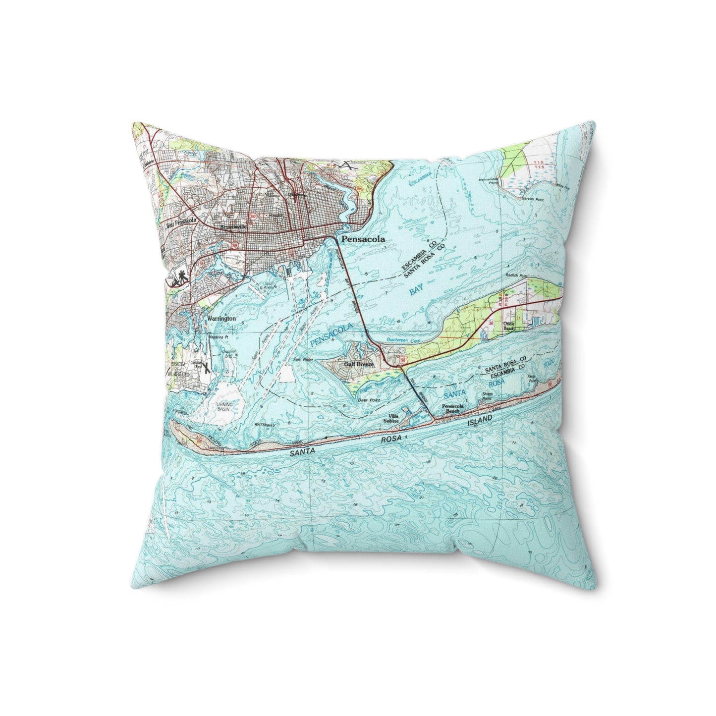 Gulf Breeze Florida vintage map pillow