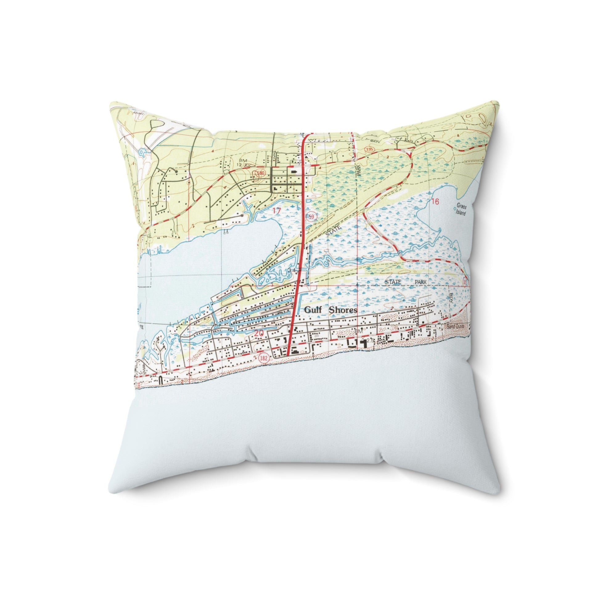 Gulf Shores Alabama vintage map pillow