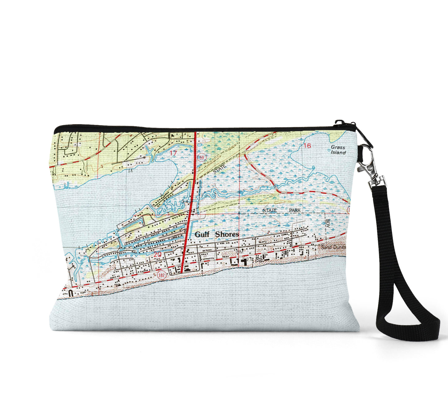 Gulf Shores Alabama map wristlet travel pouch