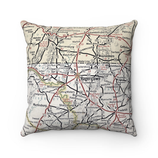 Hagerstown Maryland vintage map pillow