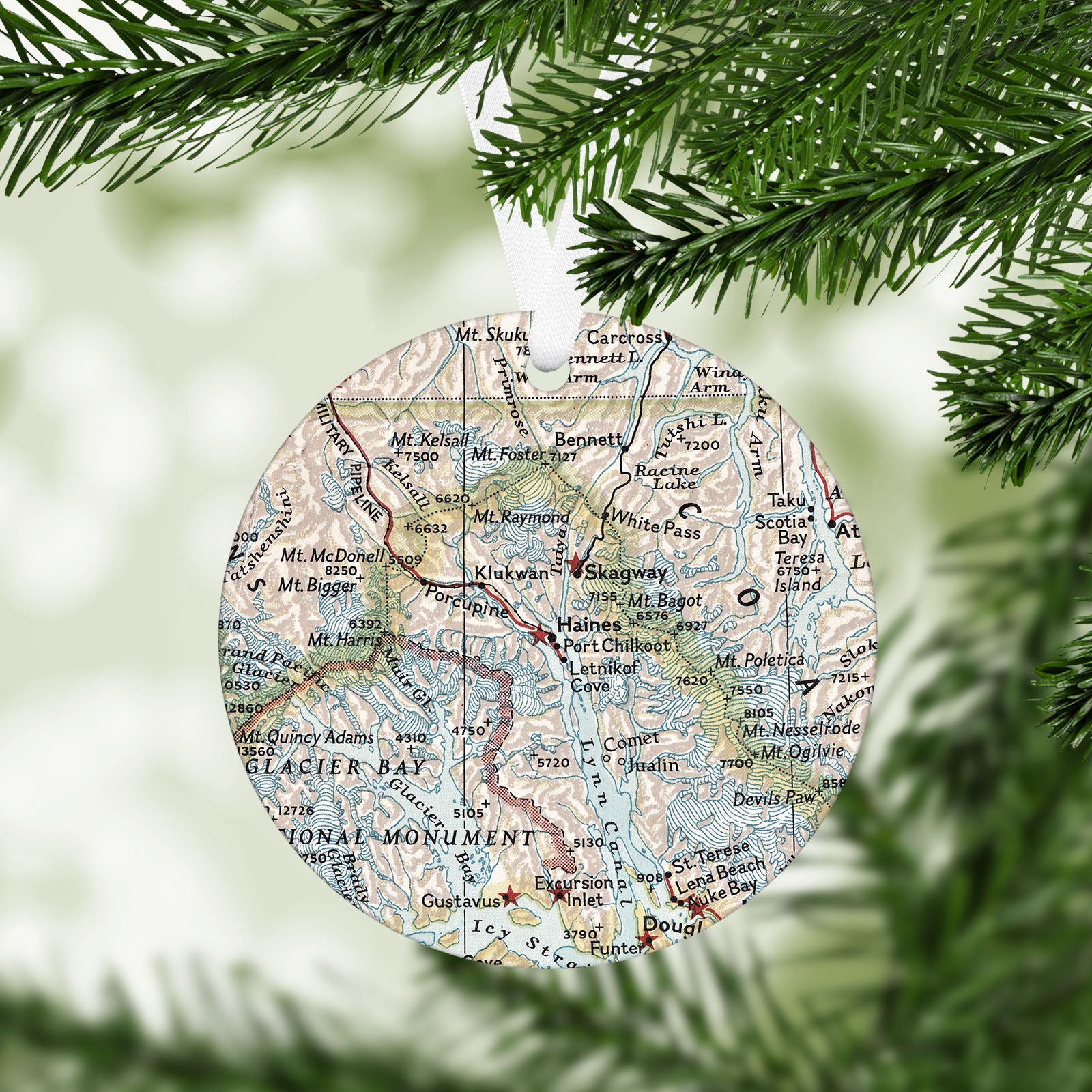 Haines Alaska Vintage Map Ornament