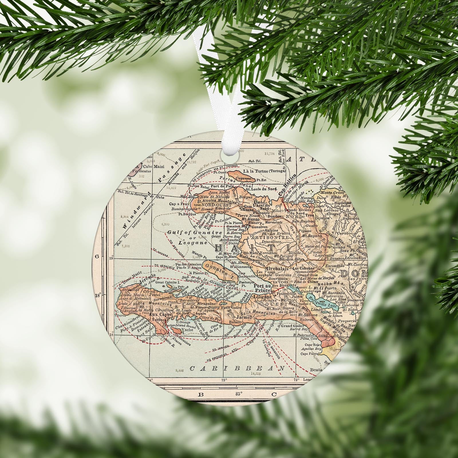 Haiti Vintage Map Ornament