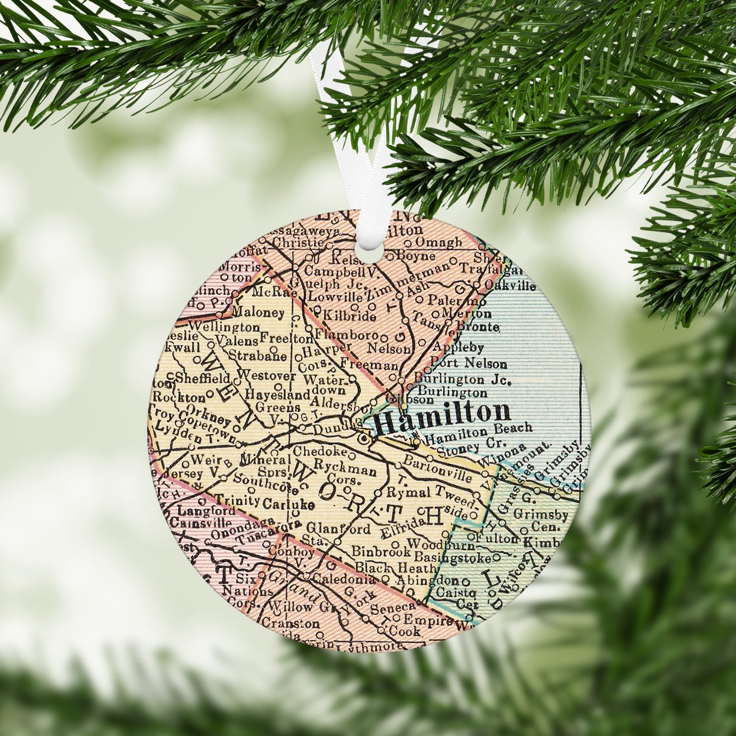 Hamilton Ontario Vintage Map Ornament