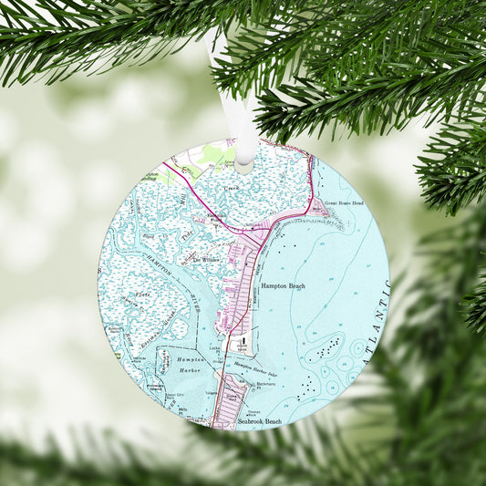 Hampton Beach New Hampshire Vintage Map Ornament