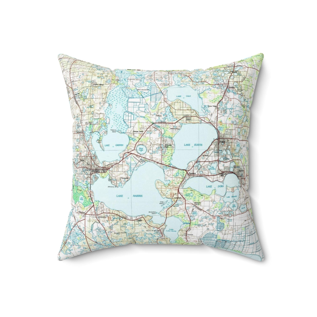 Harris Chain of Lakes Florida vintage map pillow