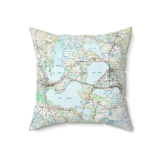 Harris Chain of Lakes Florida vintage map pillow