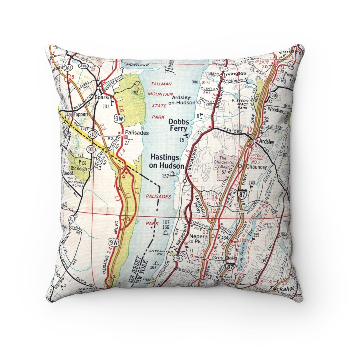 Hastings on Hudson New York vintage map pillow