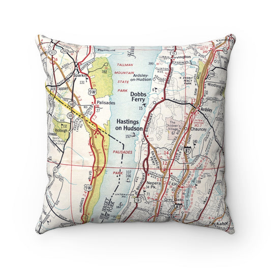 Hastings on Hudson New York vintage map pillow