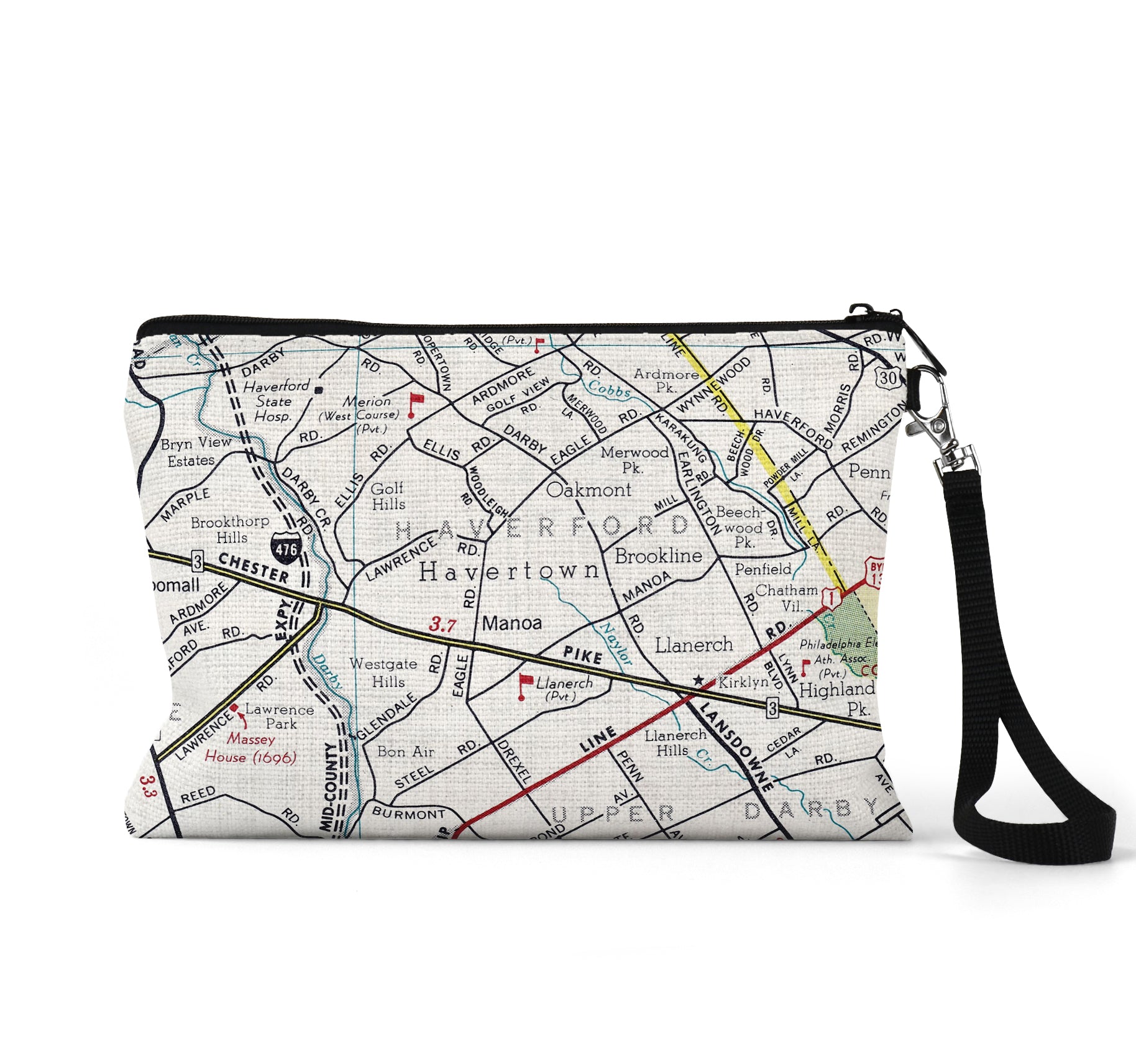 Harvard University map wristlet travel pouch