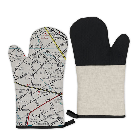 Havertown, Pennsylvania vintage map oven mitt