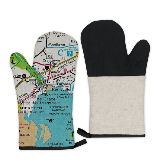 Havre de Grace, Maryland vintage map oven mitt
