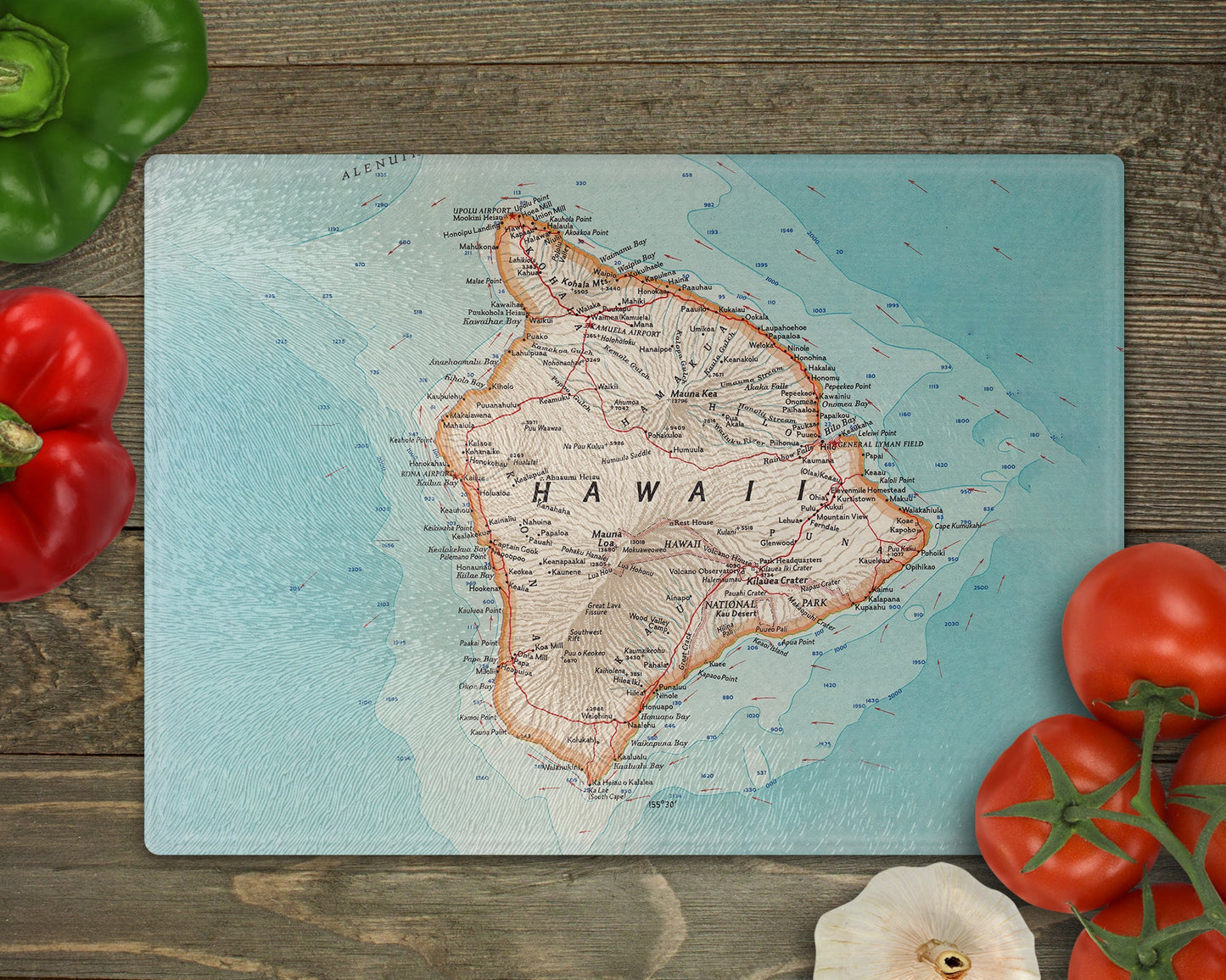 Hawaii Big Island Map Cutting Board | Travel Gift | Kitchen Decor