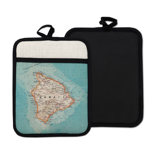 Big Island Hawaii vintage map hot pad kitchen decor