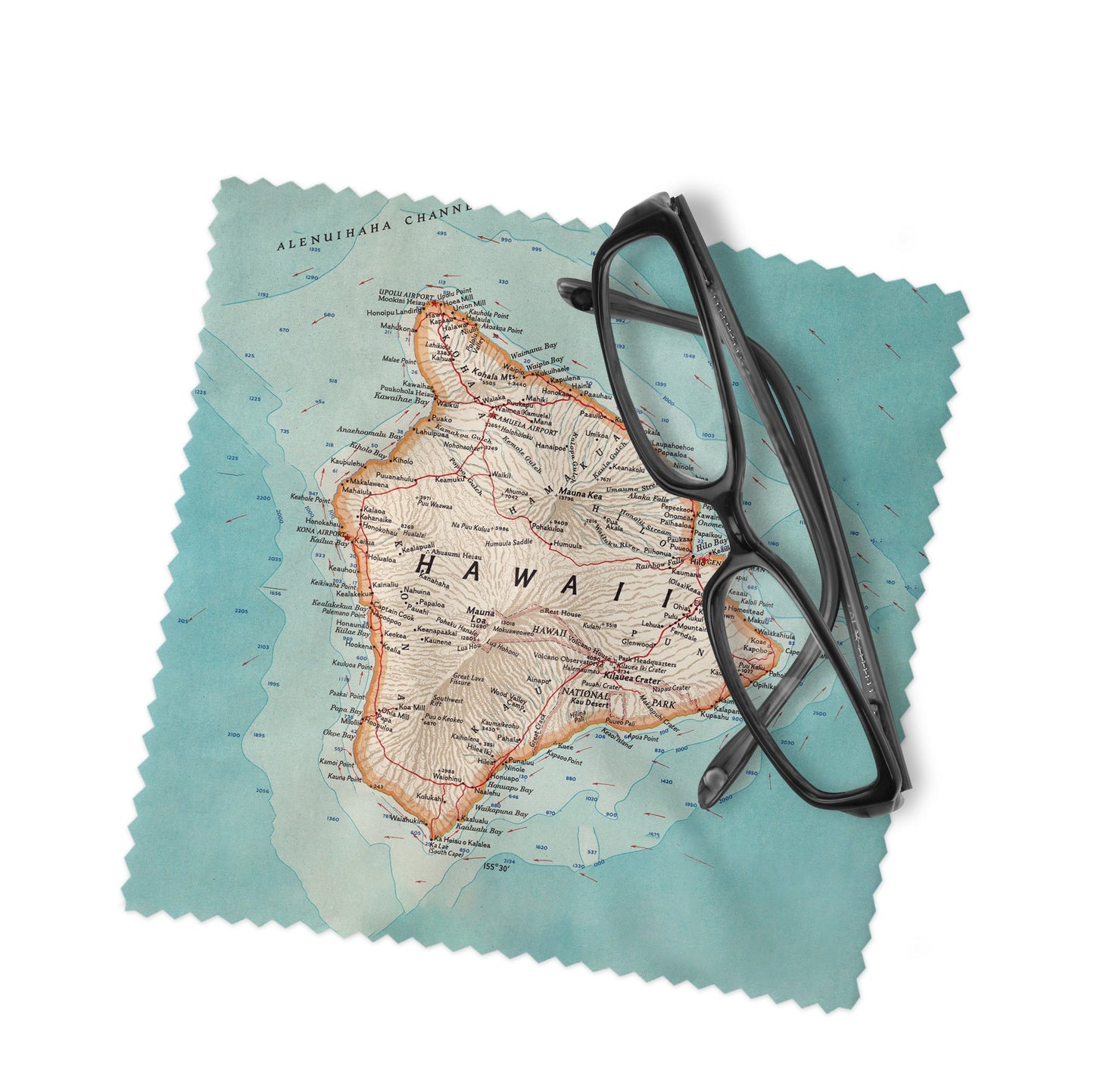 Hawaii Big Island Map Lens Cloth | Big Island Microfiber Glasses Cleaner | Travel Gift