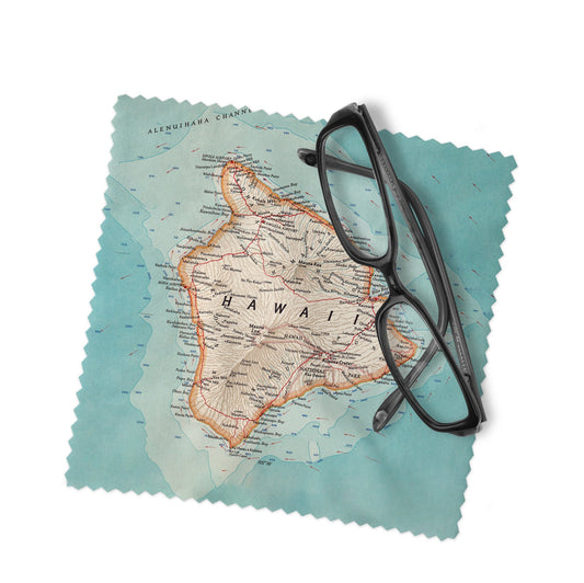 Hawaii Big Island Map Lens Cloth | Big Island Microfiber Glasses Cleaner | Travel Gift