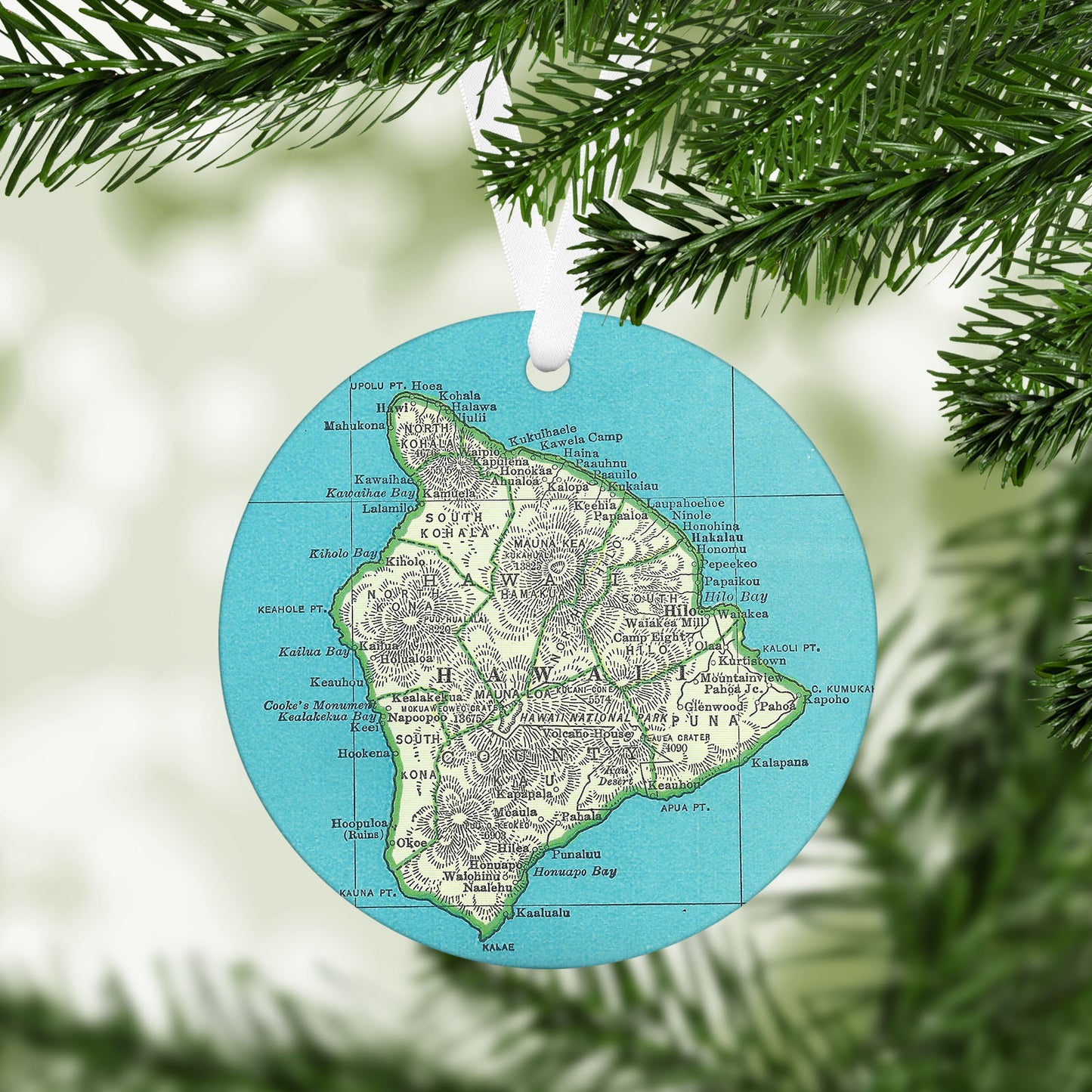 Hawaii Big Island Vintage Map Ornament