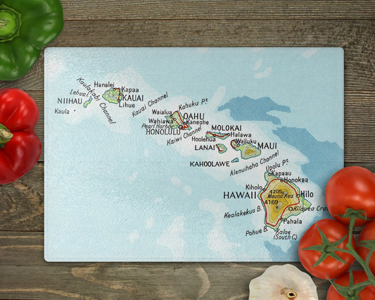 Hawaii Map Cutting Board | Travel Gift | Kitchen Decor