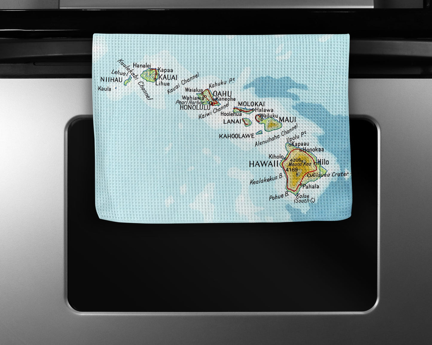Hawaii Map Tea Towel | Waffle-Weave Kitchen Towel Gift