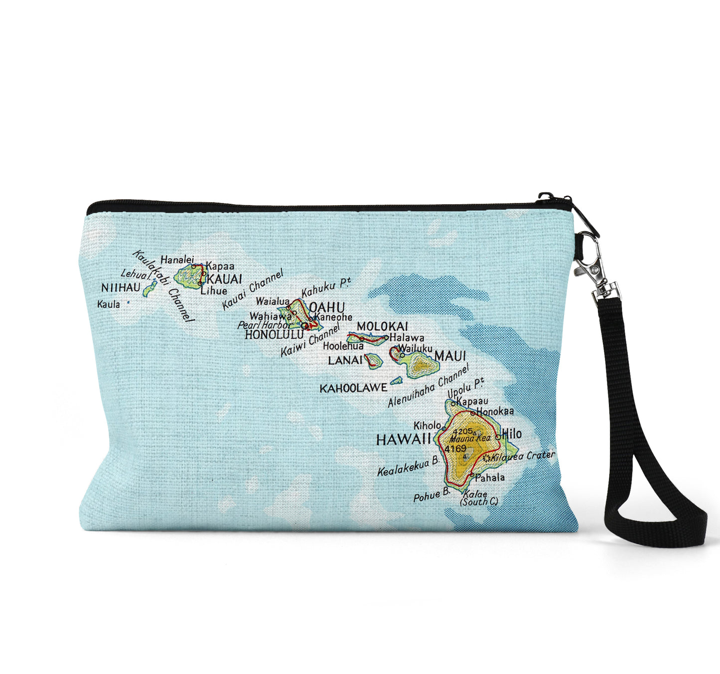 Hawaii map wristlet travel pouch