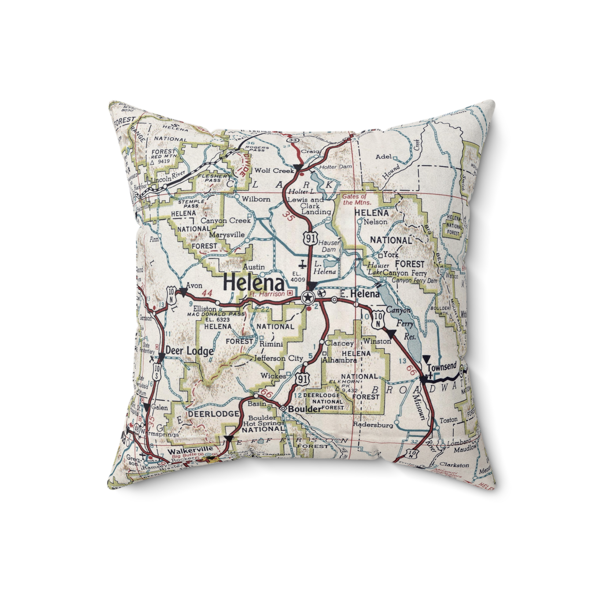 Helena Montana vintage map pillow