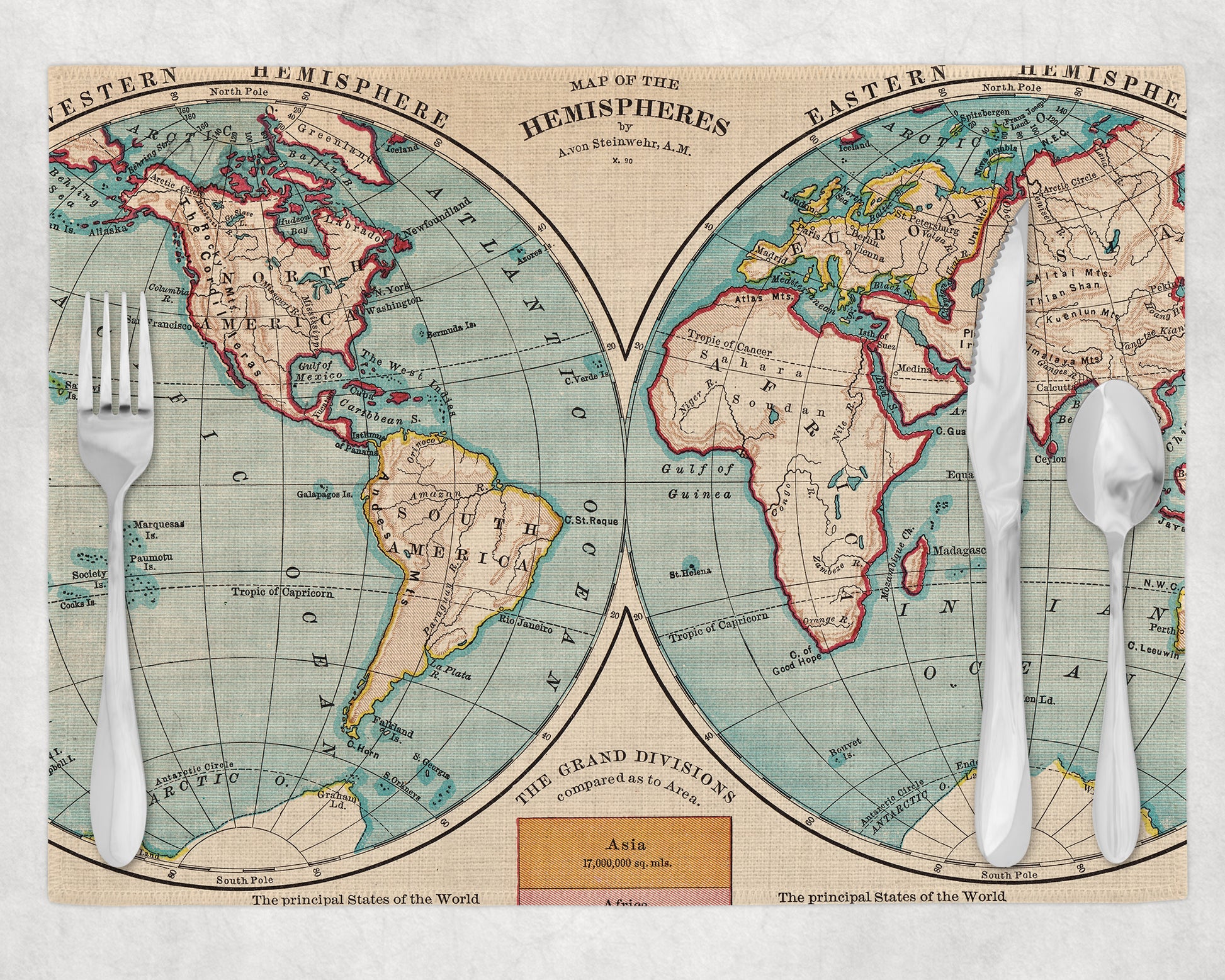World Vintage Map Placemats Set of 4