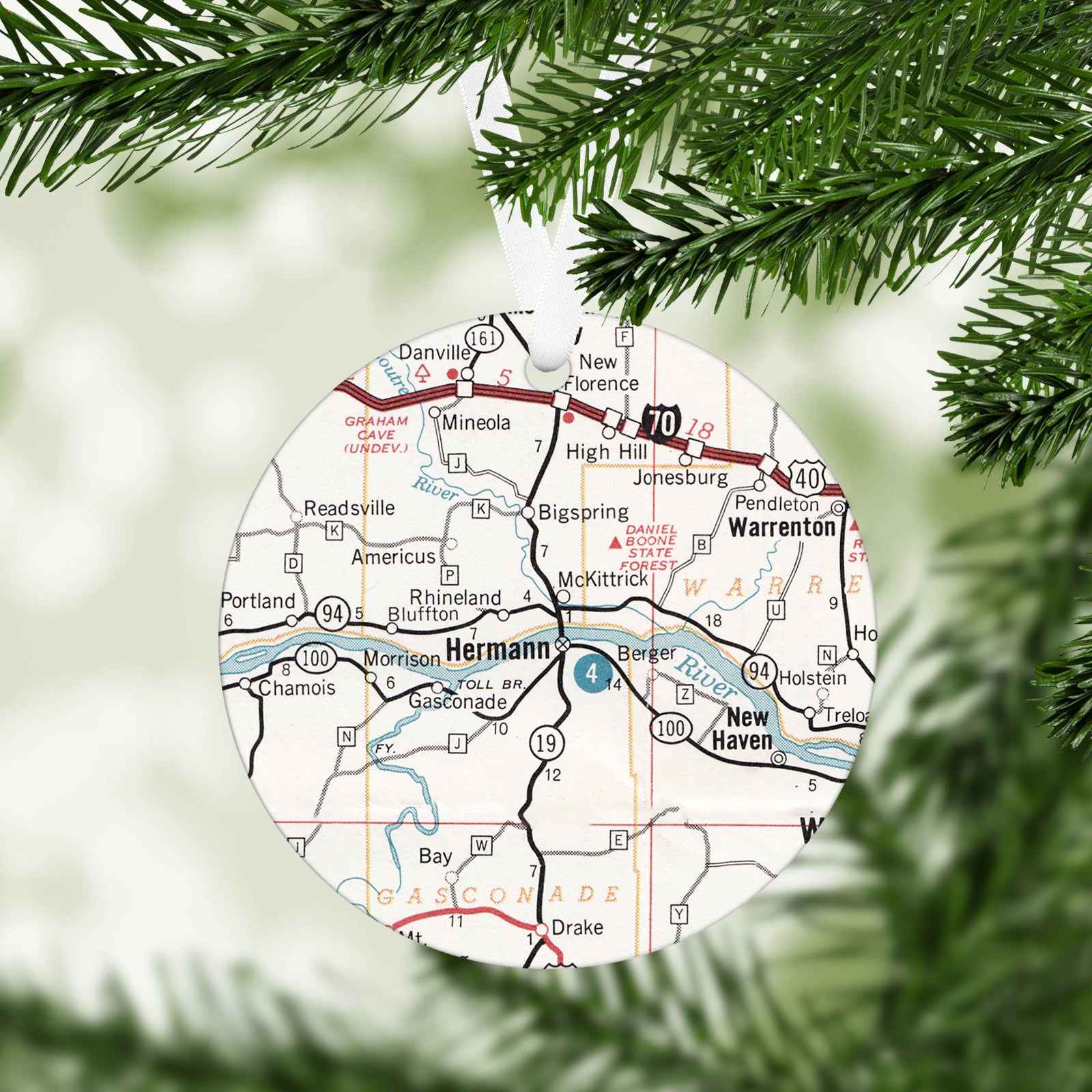 Hermann Missouri Vintage Map Ornament