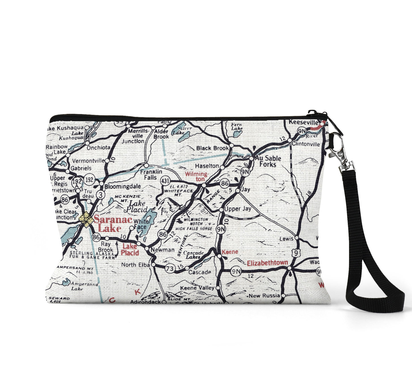 High Falls Gorge New York map wristlet travel pouch