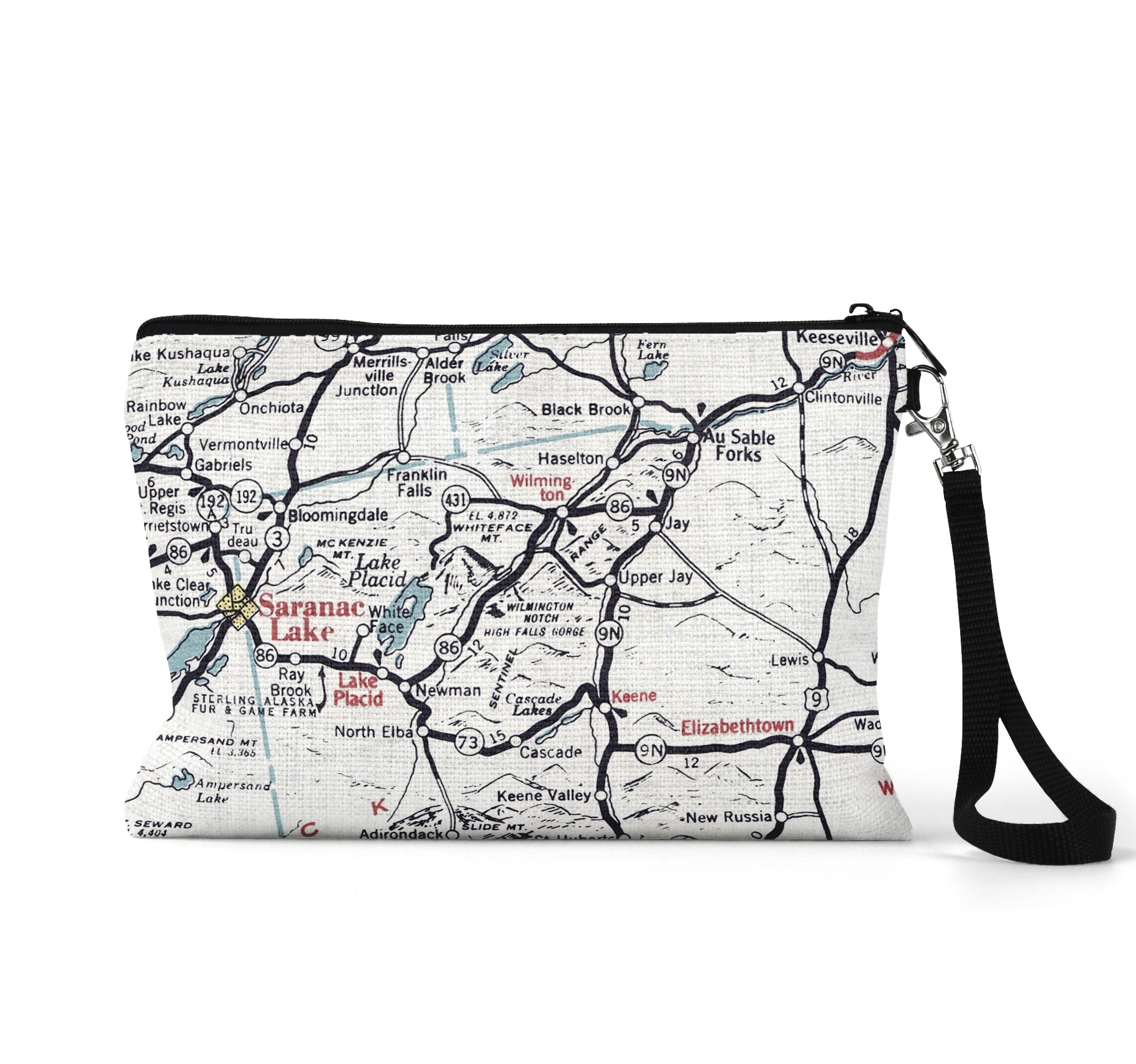 High Falls Gorge New York map wristlet travel pouch