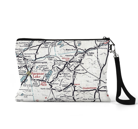 High Falls Gorge New York map wristlet travel pouch