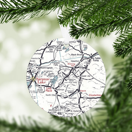 High Falls Gorge New York Vintage Map Ornament