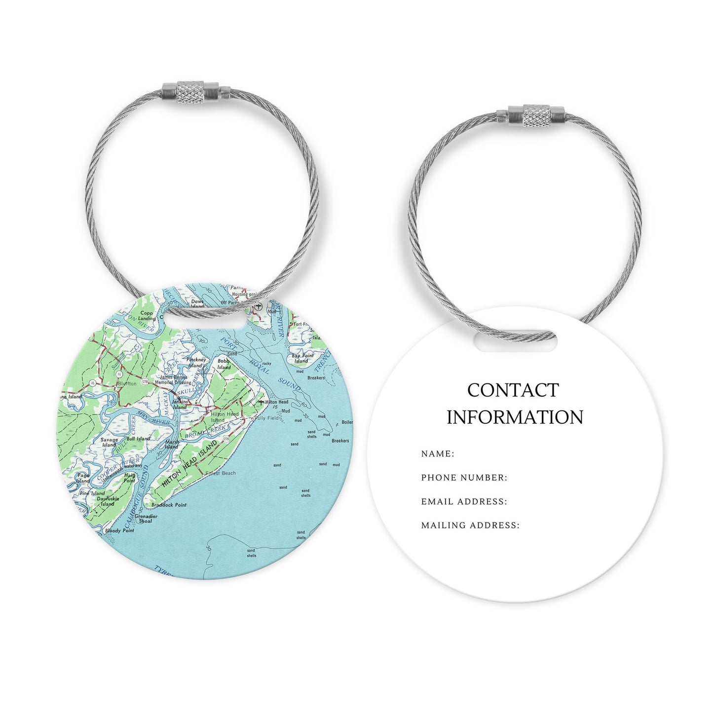 Hilton Head Island Map Luggage Tag | Coastal South Carolina Travel Accessory