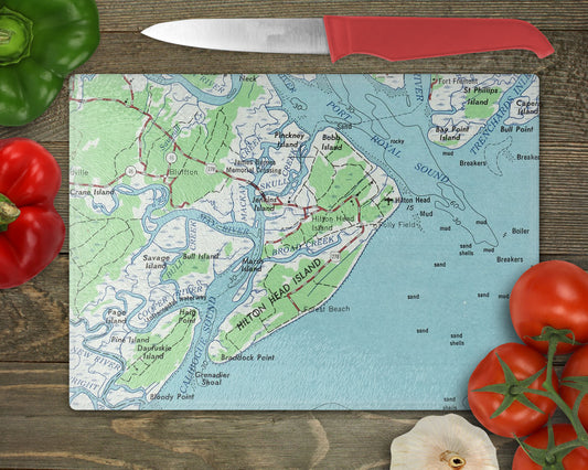 Hilton Head Island Map Cutting Board – Coastal South Carolina Map Design
