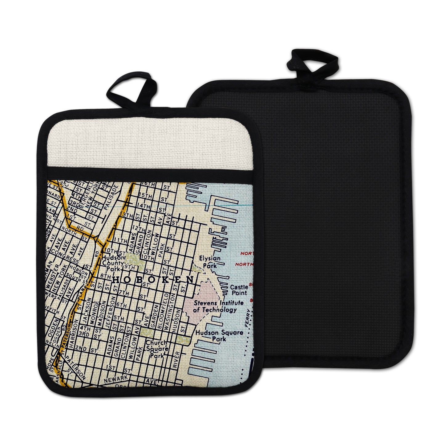 Hoboken New Jersey vintage map hot pad kitchen decor