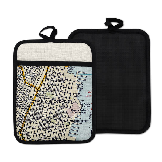 Hoboken New Jersey vintage map hot pad kitchen decor