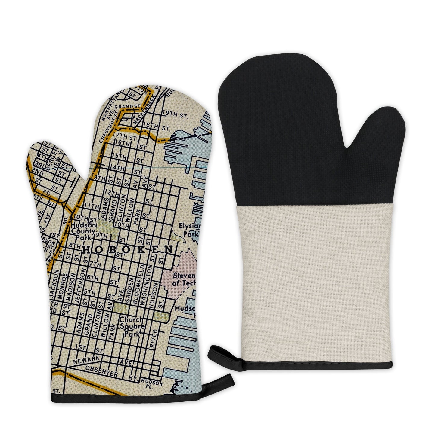 Hoboken, New Jersey Map Oven Mitt | Vintage-Inspired Kitchen Gift