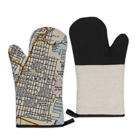 Hoboken, New Jersey Map Oven Mitt | Vintage-Inspired Kitchen Gift